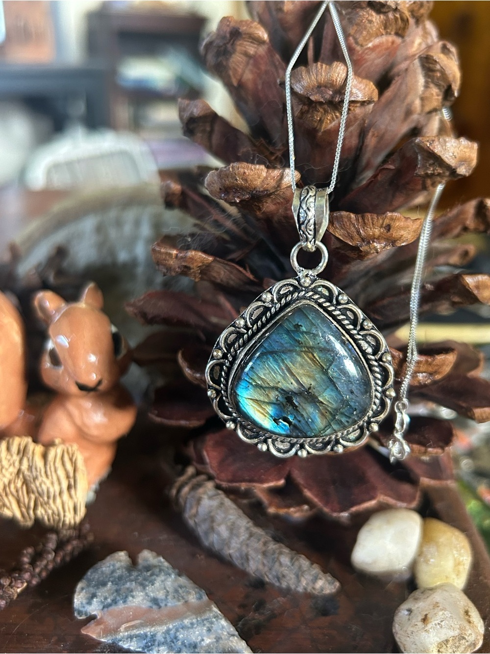925 Sterling fabulous flashes labradorite necklace